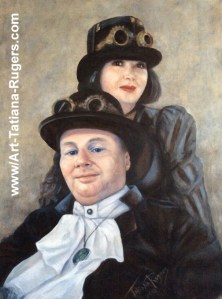 Portrait of a couple in masquerade