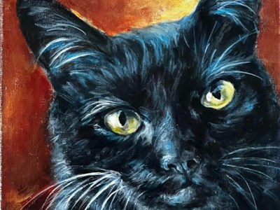 New: Black Cat portrait commission. Artist Tatiana Rugers, Portrait and Trompe l’Oeil Artist.&nbsp;Florida